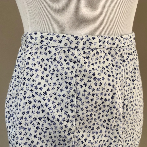 Stretchy Cotton Blue Floral Pedal Pushers Small Side Zipper SPORT - Picture 3 of 12